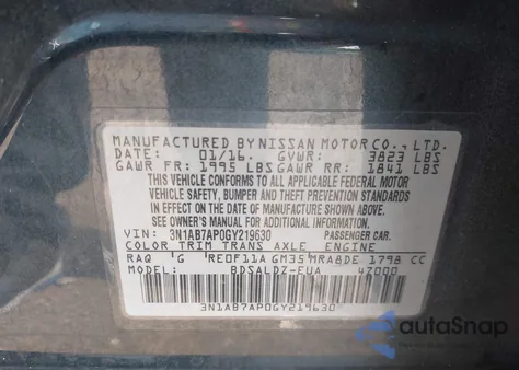 2016 Nissan Sentra Sv z USA, uszkodzony, nr VIN 3N1AB7AP0GY219630